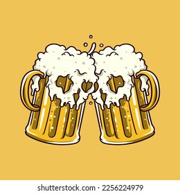 Cheers Beer Skull Logo Vector Illustration