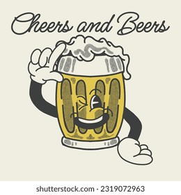 Cheers and Beers With Beer Groovy Character Design