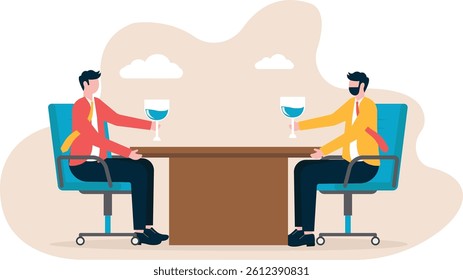 Cheers, celebrating a successful business partnership, partners finalizing an agreement,

