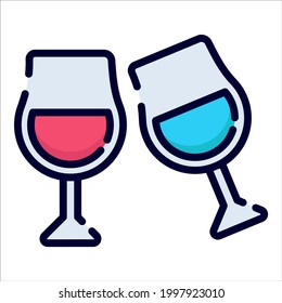 cheers, celebration color line icon, vector design usa independence day icon.