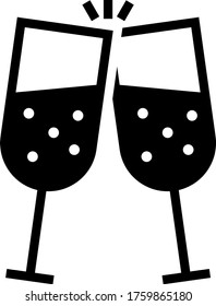 cheers, celebration glyph icon isolated on white background