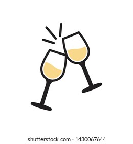 Cheers champagne glasses flat icon vector