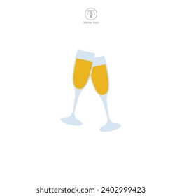 Cheers champagne glasses Icon symbol vector illustration isolated on white background