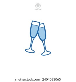 Cheers champagne glasses Icon symbol vector illustration isolated on white background