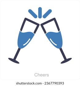 Cheers and champagne icon concept