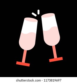 cheers champagne, Merry Christmas filled icon set