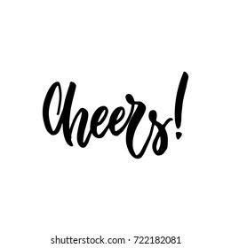 Cheers - Christmas hand drawn lettering quote isolated on the white background. Fun brush ink inscription for photo overlays, greeting card or t-shirt print, poster design