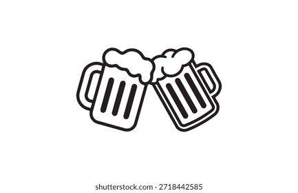 Cheers Clinking tazas de cerveza Icon Ilustración vectorial