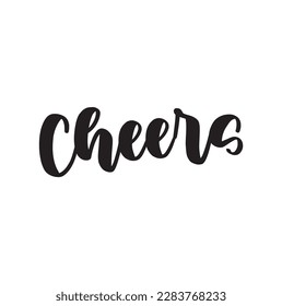 Cheers - custom calligraphy text on white background.