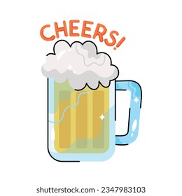 Cheers doodle vector outline Sticker. EPS 10 file