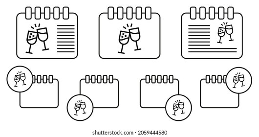 Cheers, drink, usa vector icon in calender set illustration for ui and ux, website or mobile application