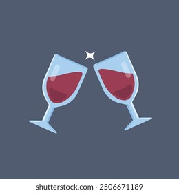 cheers drink wine in flat vector design.