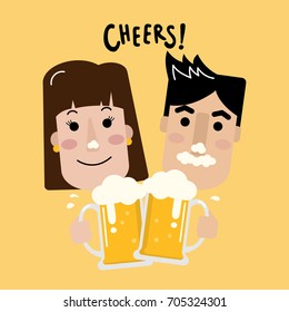 cheers, drinking beer together