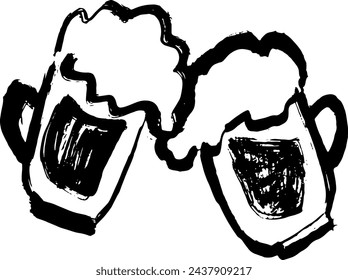 Cheers Foamy Beer Glasses Grunge Icon