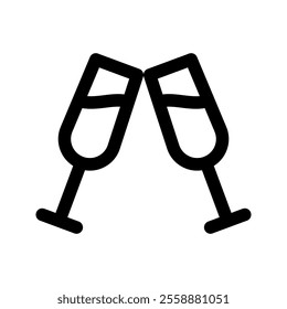 Cheers glass champagne icon, beverage, drink, vector illustration