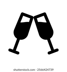 Cheers glass champagne icon, beverage, drink, vector illustration