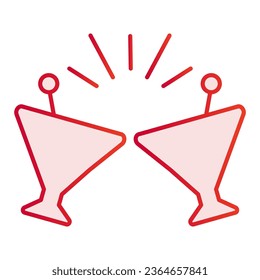 Cheers glasses flat icon. Clink pink icons in trendy flat style. Party gradient style design, designed for web and app. Eps 10