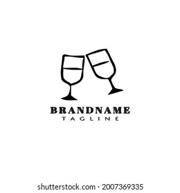 cheers glasses logo template icon modern vector illustration