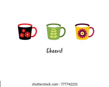 cheers greeting card with beautiful cup graphic vector