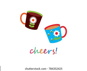 cheers greeting card with beautiful cup graphic vector