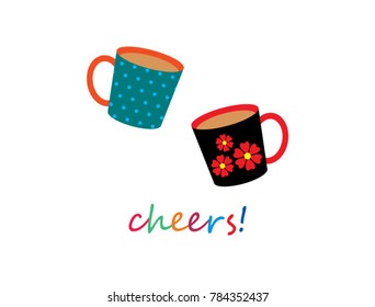 cheers greeting card with beautiful cup graphic vector