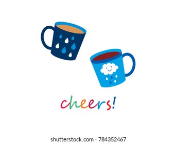 cheers greeting card with beautiful cup graphic vector