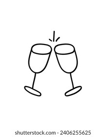 cheers hand draw icon, vector best line icon.