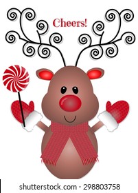 Cheers to the Holidays Reindeer with Lolly Pop