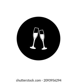 Cheers icon circle background black color editable. Wine glass icon.