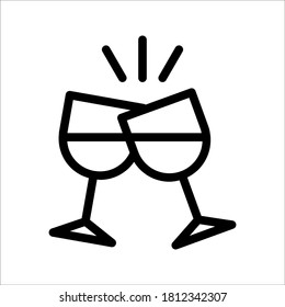cheers icon. Clinking glasses with champagne. Celebration, toast concepts on white background