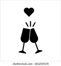 cheers icon. Clinking glasses with champagne. Celebration, toast concepts on white background