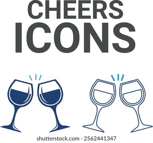 Cheers icon. Contains friends, groups of friends, socialize, friendly, cheers, trust, support, and best friends icons. Solid icon collection. Vector illustration.