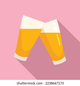 Cheers icon flat vector. Hand toast. Drink glass