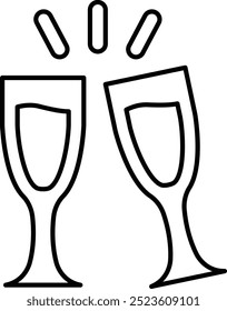 Icono o ilustración de Cheers que representa la celebración y el brindis festivo para el año Nuevo, los cumpleaños o los eventos especiales con gafas