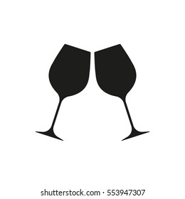 Cheers Icon Isolated On White Background. Two Wine Glasses Icon. Vector Illustration.