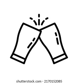 Cheers Icon. Line Art Style Design Isolated On White Background