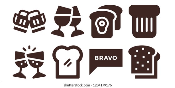  cheers icon set. 8 filled cheers icons. Simple modern icons about  - Toast, Bravo
