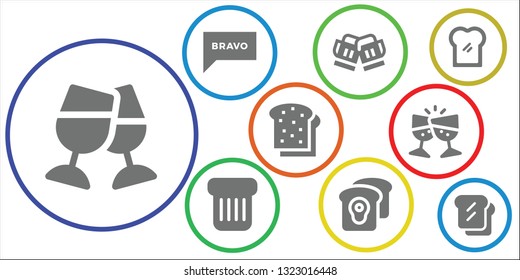 cheers icon set. 9 filled cheers icons.  Simple modern icons about  - Toast, Bravo