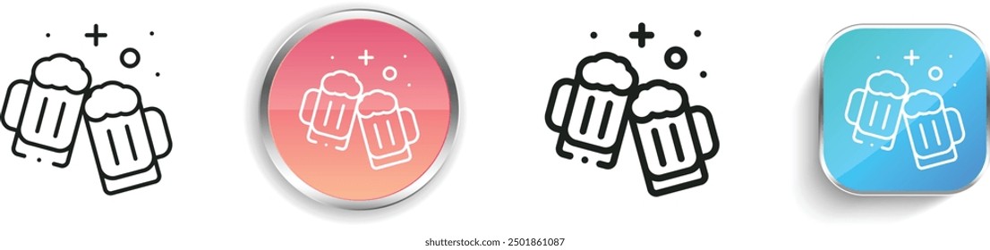 cheers icon. Thin Linear, Regular and Button Style Design Isolated On White Background