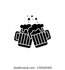 Cheers icon. Two foamy beer glasses icon. Beer vector icon. Alcohol sign. Drink symbol for your web site design, logo, app, UI. Vector illustration, EPS10. 