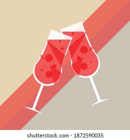 Cheers icon. Two wine glasses. Vector illustration.