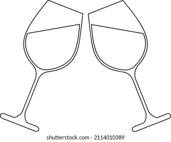 Cheers icon. Two wine glasses. Vector illustration outline..eps