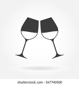 Cheers Icon. Two Wine Glasses. Vector Illustration.