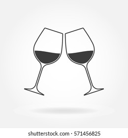 Cheers icon. Two wine glasses. Vector illustration.