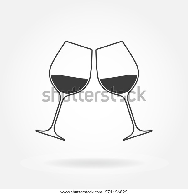 乾杯のアイコン ワイングラス2つ ベクターイラスト のベクター画像素材 ロイヤリティフリー