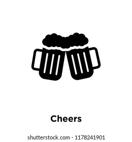 Cheers icon vector isolated on white background, logo concept of Cheers sign on transparent background, filled black symbol