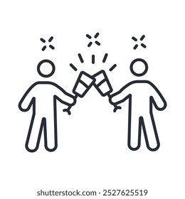 ícone cheers. vetor.Editável símbolo de estilo traço.linear para usar web design,ilustração logo.Symbol.