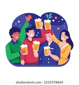 Cheers illustration in flat style 