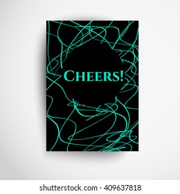 Cheers. Illustration with hand drawn abstract and place for text. 