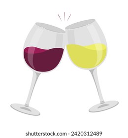 Ilustración del vino tinto y vino blanco